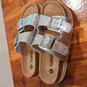 FabKids Size 12 Sandals Shimmery Silver